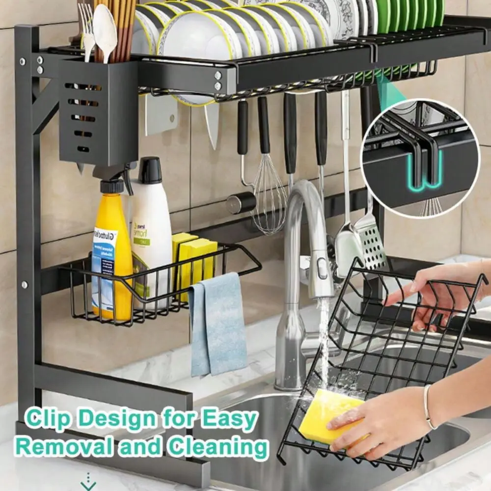 2 Tier Dish Drying Rack, Large Over The Sink Stainless Steel Dish Drainer With Utensil Holder, Cutting Board Rack, Kitchen Stor
2 Tier Dish Drying Rack, Large Over The Sink Stainless Steel Dish Drainer With Utensil Holder, Cutting Board Rack, Kitchen Stor