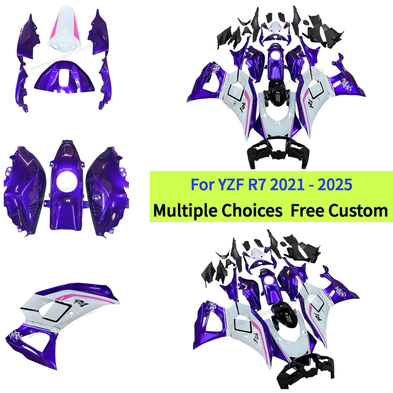 Full Fairing Kit for Yamaha R7 2021-2025 Motorcycle ABS Injection Molding | Purple & white
Full Fairing Kit for Yamaha R7 2021-2025 Motorcycle ABS Injection Molding | Purple & white