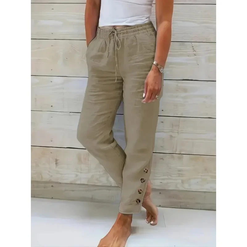 Plus Size 1XL-5XL New Women's Fashionable Elastic Waistband Button Decoration Solid Color Drawstring Pants
Plus Size 1XL-5XL New Women's Fashionable Elastic Waistband Button Decoration Solid Color Drawstring Pants