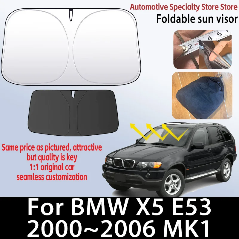 For BMW X5 E53 2000~2006 MK1 Car Front Windshield Sunshade Fold Shade UV Shade Solar Sun Shade Privacy Curtain Car Accessories
For BMW X5 E53 2000~2006 MK1 Car Front Windshield Sunshade Fold Shade UV Shade Solar Sun Shade Privacy Curtain Car Accessories