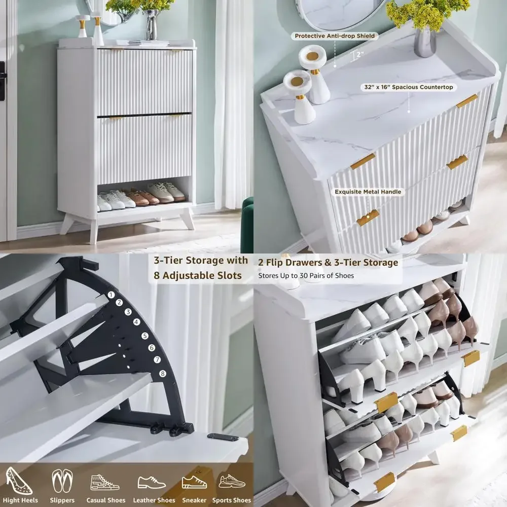 Отдельно стоящий деревянный органайзер для обуви с 16 отделениями, рифленым дизайном и 2 откидными ящиками для глубокого хранения
Отдельно стоящий деревянный органайзер для обуви с 16 отделениями, рифленым дизайном и 2 откидными ящиками для глубокого хранения