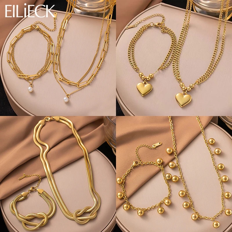 EILIECK 316L Stainless Steel Trendy Metal Waterproof Heart Beads Pearls Necklace Bracelets Set Stainless Steel Charm PVD Jewelry
EILIECK 316L Stainless Steel Trendy Metal Waterproof Heart Beads Pearls Necklace Bracelets Set Stainless Steel Charm PVD Jewelry