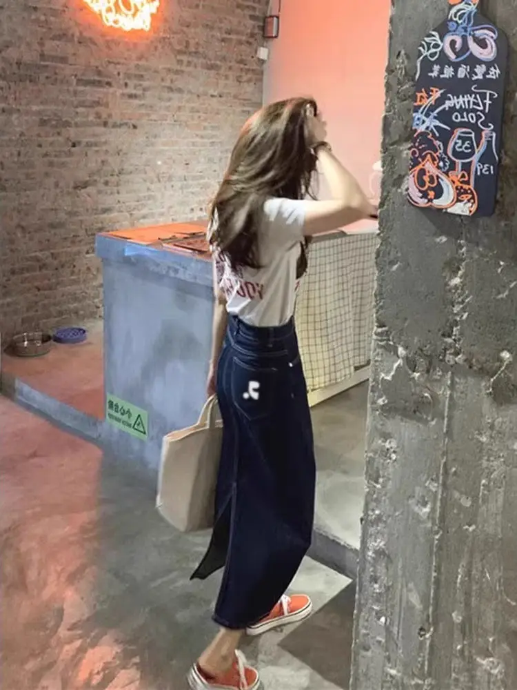 RESTRCNCC Denim Skirt Women's A-Line Long Split Skirts Summer High Waist Midi Skirts Korean Sle Office Commute
RESTRCNCC Denim Skirt Women's A-Line Long Split Skirts Summer High Waist Midi Skirts Korean Sle Office Commute
