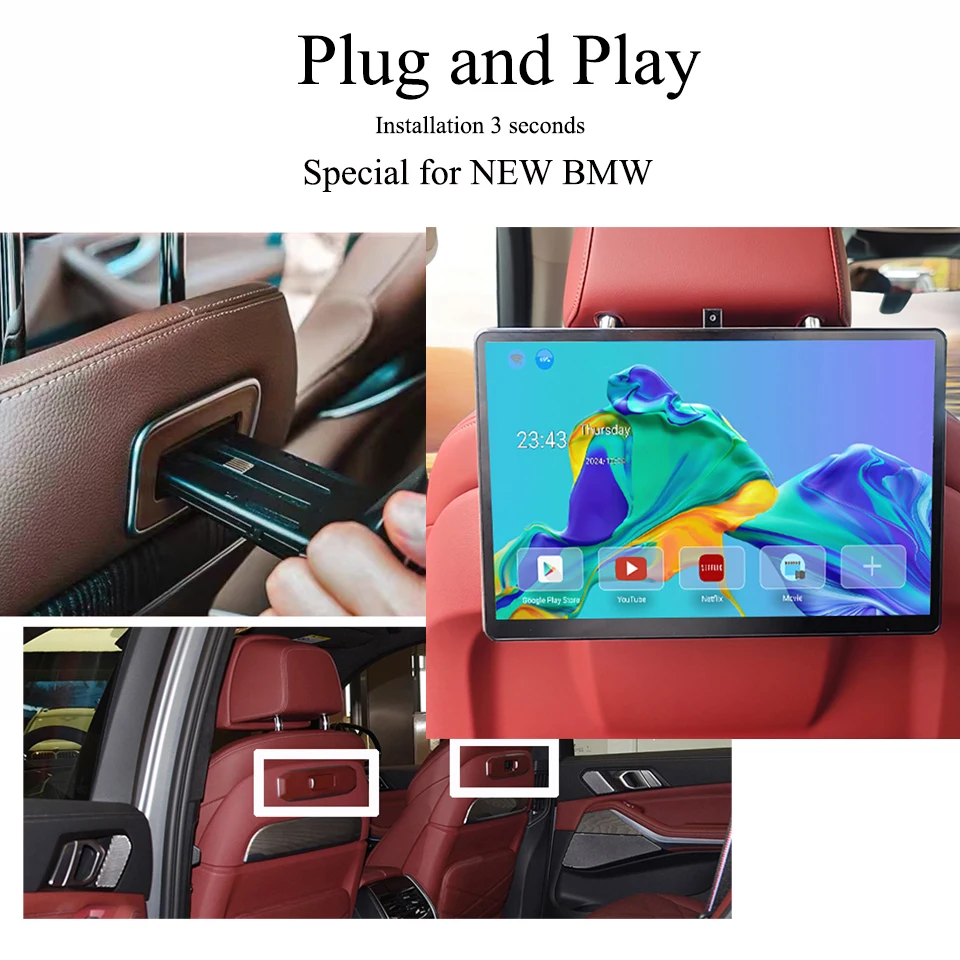 13.3" Android 13.0 4G+64G Car Headrest Monitor For BMW X5 G05 X6 G06 X7 G07 2023 2024 2025 2026 Rear Seat Entertainment System
13.3" Android 13.0 4G+64G Car Headrest Monitor For BMW X5 G05 X6 G06 X7 G07 2023 2024 2025 2026 Rear Seat Entertainment System