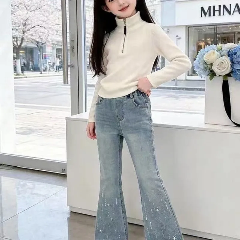 Girls' Hot Diamond Jeans Spring and Autumn Children's Korean Edition Slim fit Micro flared Pants
Girls' Hot Diamond Jeans Spring and Autumn Children's Korean Edition Slim fit Micro flared Pants