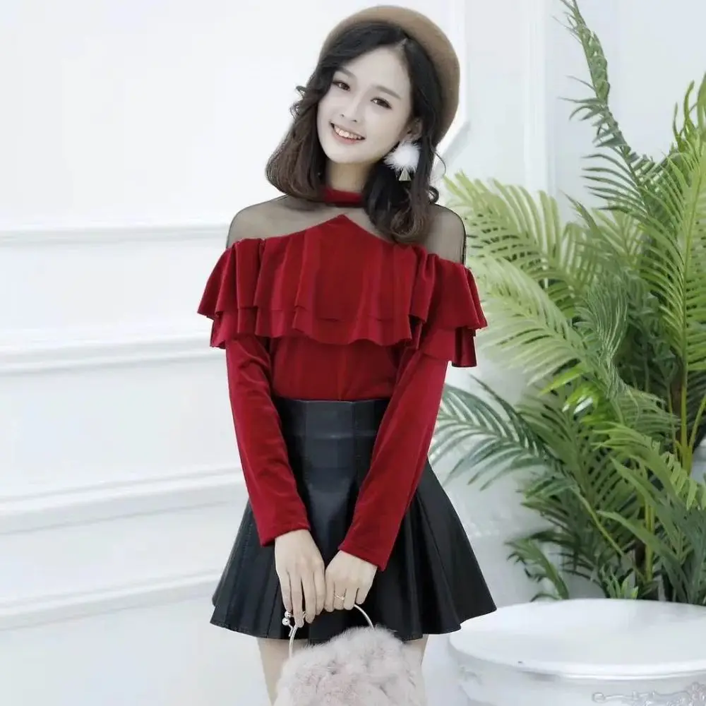 Женская сетчатая лоскутная бархатная блузка с рюшами и открытыми плечами, однотонный шифоновый повседневный топ с длинными рукавами, модная осенняя мода 2025
Женская сетчатая лоскутная бархатная блузка с рюшами и открытыми плечами, однотонный шифоновый повседневный топ с длинными рукавами, модная осенняя мода 2025