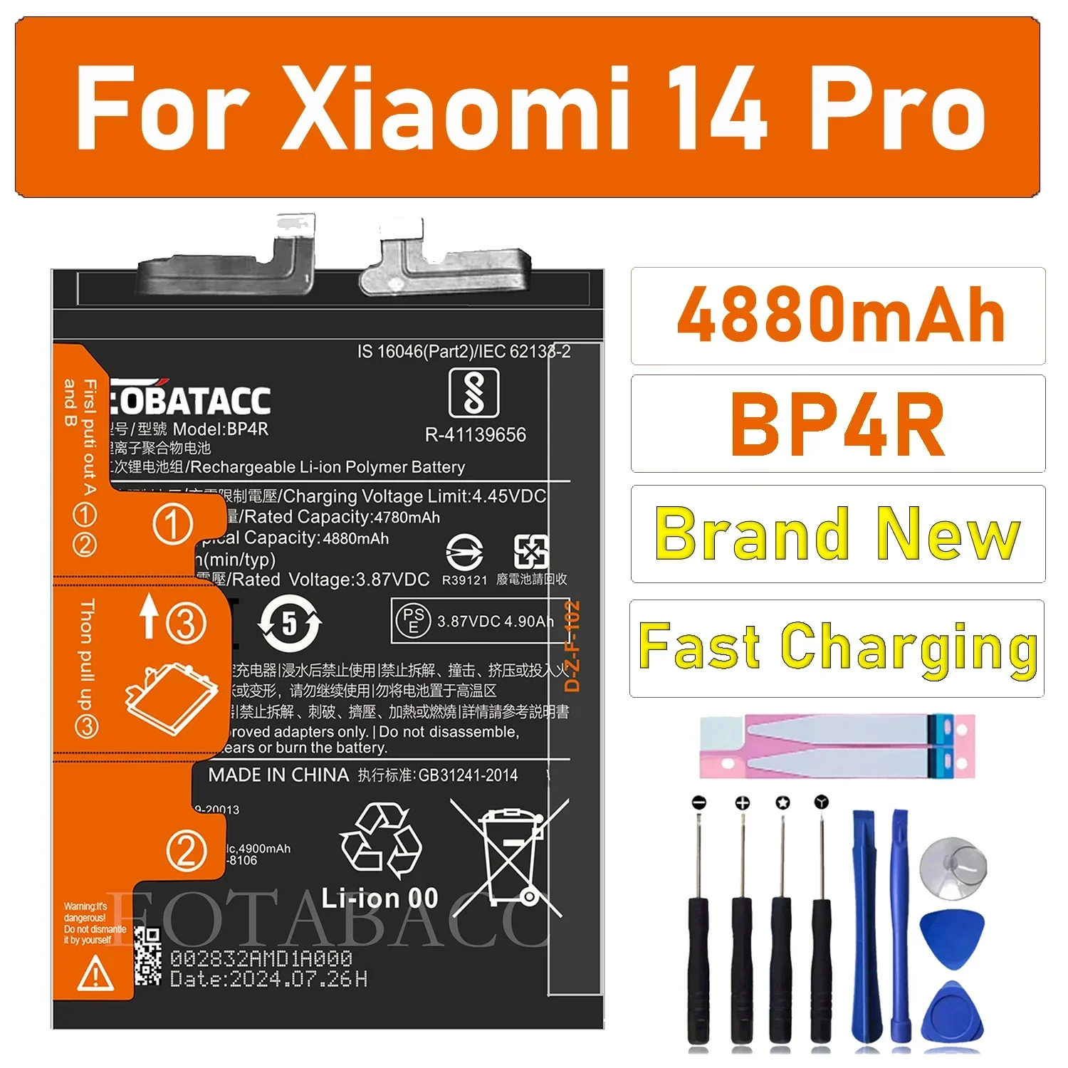 2025 Years EOBATACC 100% New Original Battery BP4R For XIAOMI 14 pro Battery +Free Tools
2025 Years EOBATACC 100% New Original Battery BP4R For XIAOMI 14 pro Battery +Free Tools