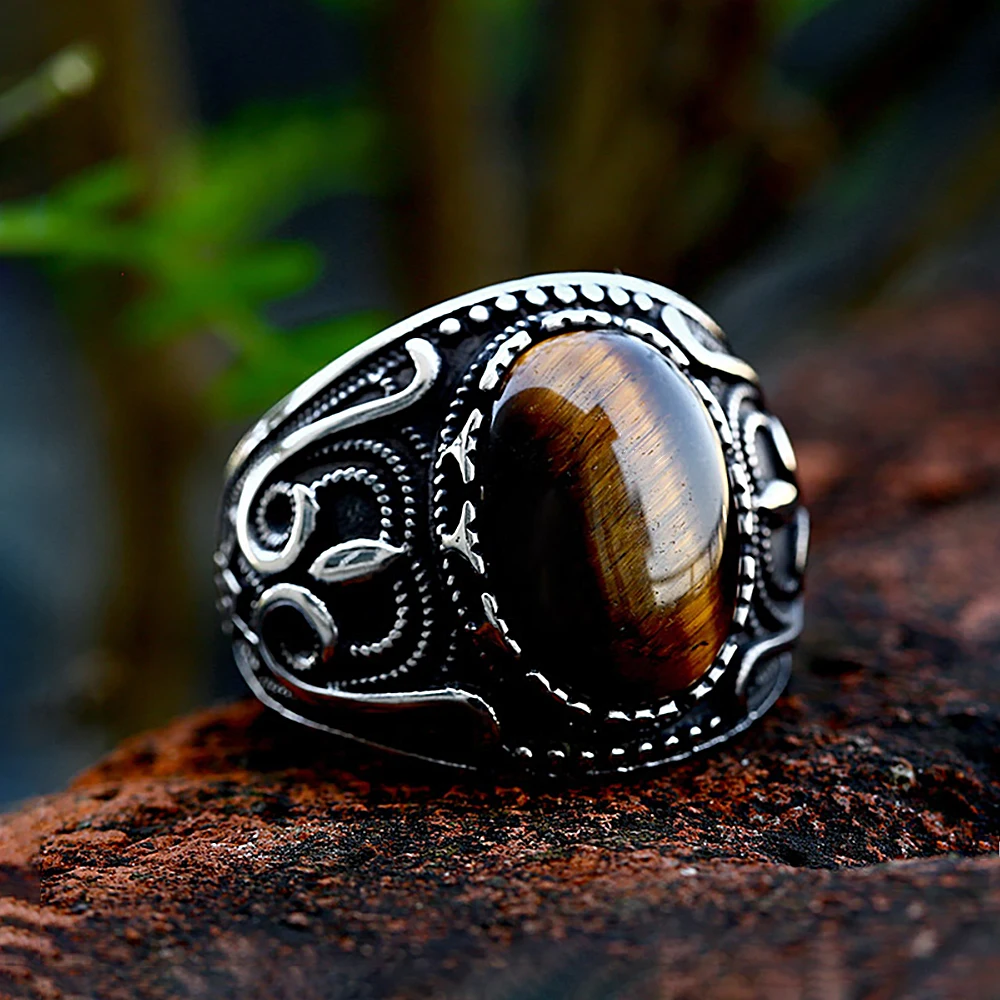 Vintage Stainless Steel Oval Brown Stone Ring For Men Punk Rock Fashion Carved Rings Natural Stone Jewelry Gift Dropshipping
Vintage Stainless Steel Oval Brown Stone Ring For Men Punk Rock Fashion Carved Rings Natural Stone Jewelry Gift Dropshipping