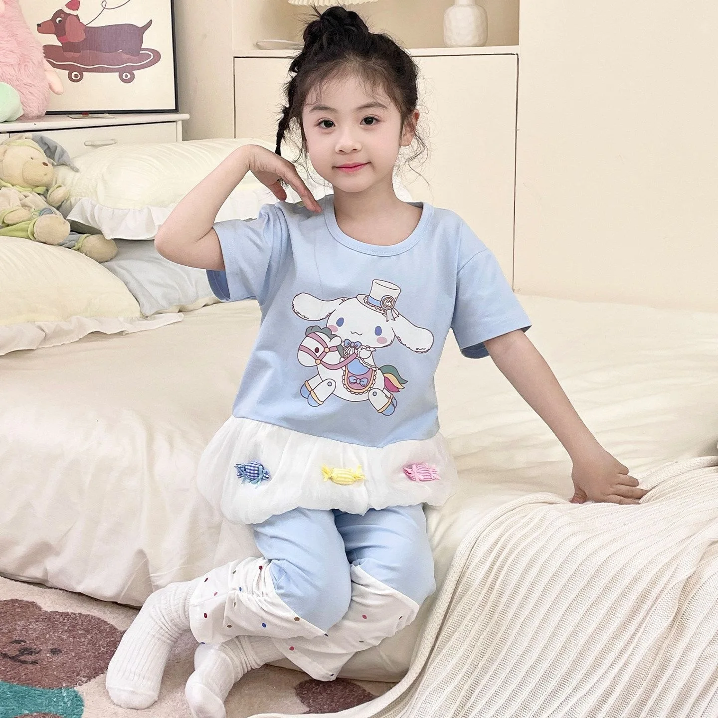 2Pcs Anime Cinnamoroll Girls Pajamas Set Hello Kitty Cute Short Sleeve Loungewear Cotton Sleepwear My Melody Kids Homewear Gift
2Pcs Anime Cinnamoroll Girls Pajamas Set Hello Kitty Cute Short Sleeve Loungewear Cotton Sleepwear My Melody Kids Homewear Gift