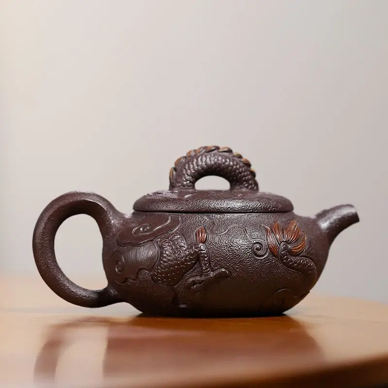 Handmade Yixing Teapot Famous Ore Purple Clay Creative Antique Style Xianglong Flower Ware for Spring Tea Set 240cc
Handmade Yixing Teapot Famous Ore Purple Clay Creative Antique Style Xianglong Flower Ware for Spring Tea Set 240cc