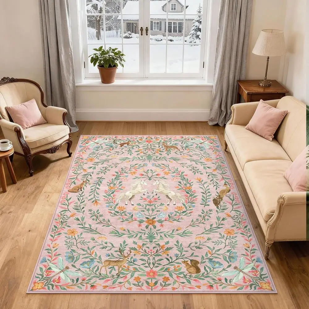 5x7 Soft Non-Slip Living Room Rugs, Unicorn Floral Design, Moroccan Style, Ideal for Girls' Rooms and Nurseries (Pink)
5x7 Soft Non-Slip Living Room Rugs, Unicorn Floral Design, Moroccan Style, Ideal for Girls' Rooms and Nurseries (Pink)