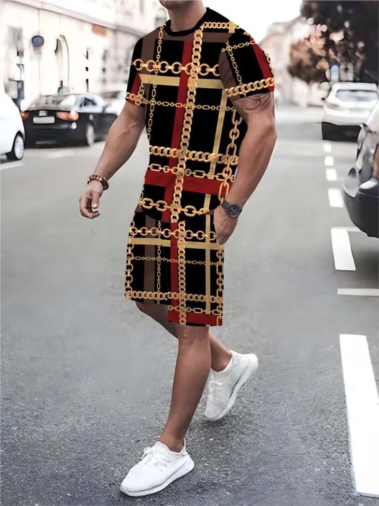 Fashion 3D Chain Print 2PCS Men 2025 Summer Outdoor Casual Sports Suit Men's Breathable T-shirt Shorts Set Leisure Two-piece Set
Fashion 3D Chain Print 2PCS Men 2025 Summer Outdoor Casual Sports Suit Men's Breathable T-shirt Shorts Set Leisure Two-piece Set