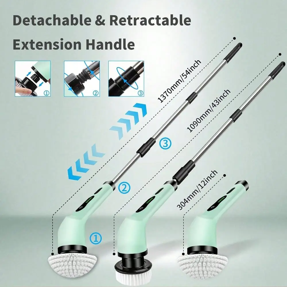 Electric Spin Scrubber,2500mha Rechargable Cordless Cleaning Brush,IPX7 Bathroom Scrubber Shower Scrubber With 9 Replaceable Br
Electric Spin Scrubber,2500mha Rechargable Cordless Cleaning Brush,IPX7 Bathroom Scrubber Shower Scrubber With 9 Replaceable Br
