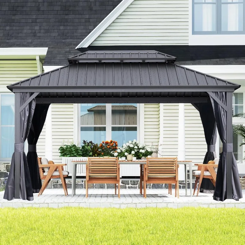 10x14FT Outdoor Gazebo, Patio Gazebo with Galvanized Steel, Hardtop Gazbo for Patio, Curtain and Netting Included
10x14FT Outdoor Gazebo, Patio Gazebo with Galvanized Steel, Hardtop Gazbo for Patio, Curtain and Netting Included