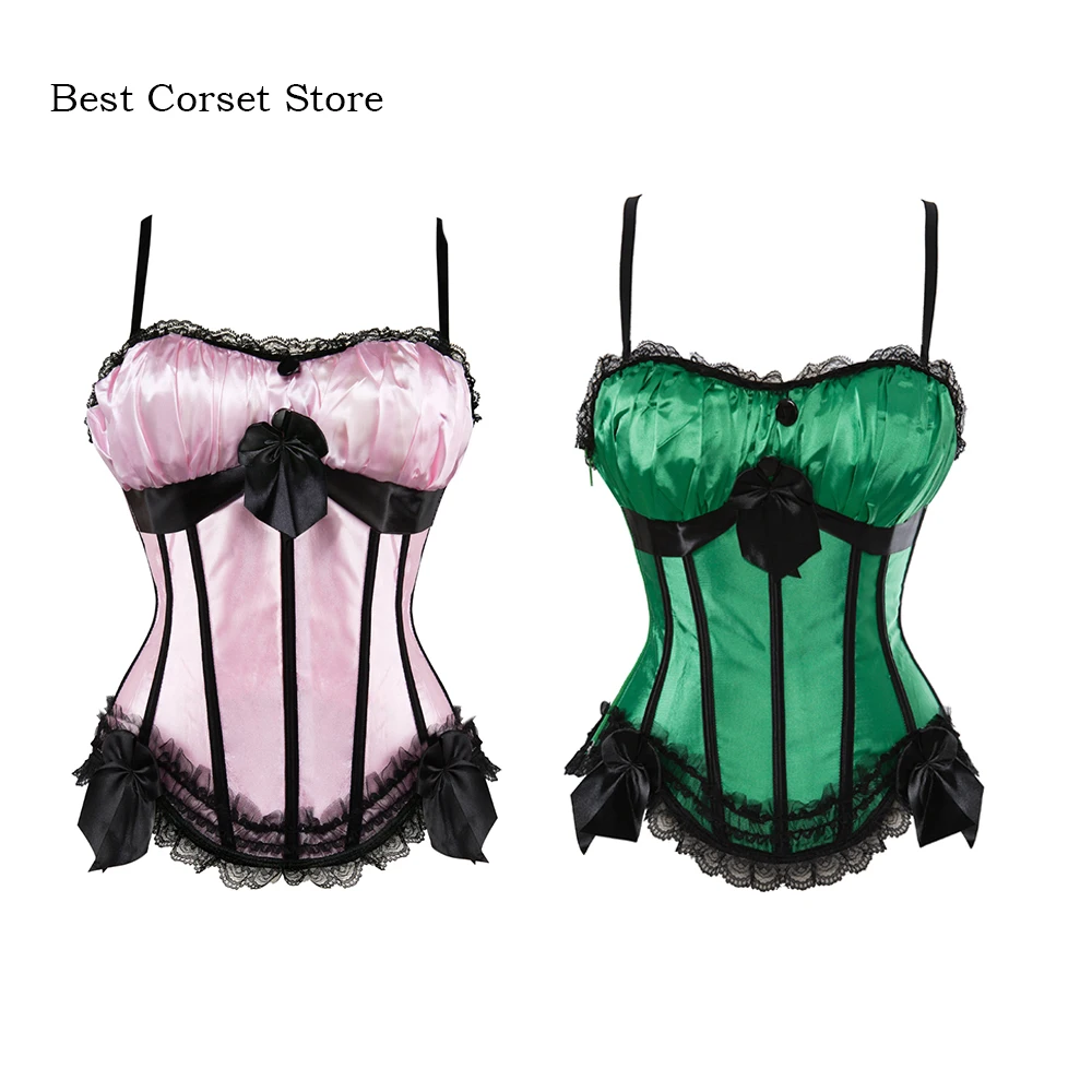 Women Corset Top With Straps Bustier Pink Lace Corset Overbust Tank Tops Thin Straps Sexy Green Corset for Women
Women Corset Top With Straps Bustier Pink Lace Corset Overbust Tank Tops Thin Straps Sexy Green Corset for Women