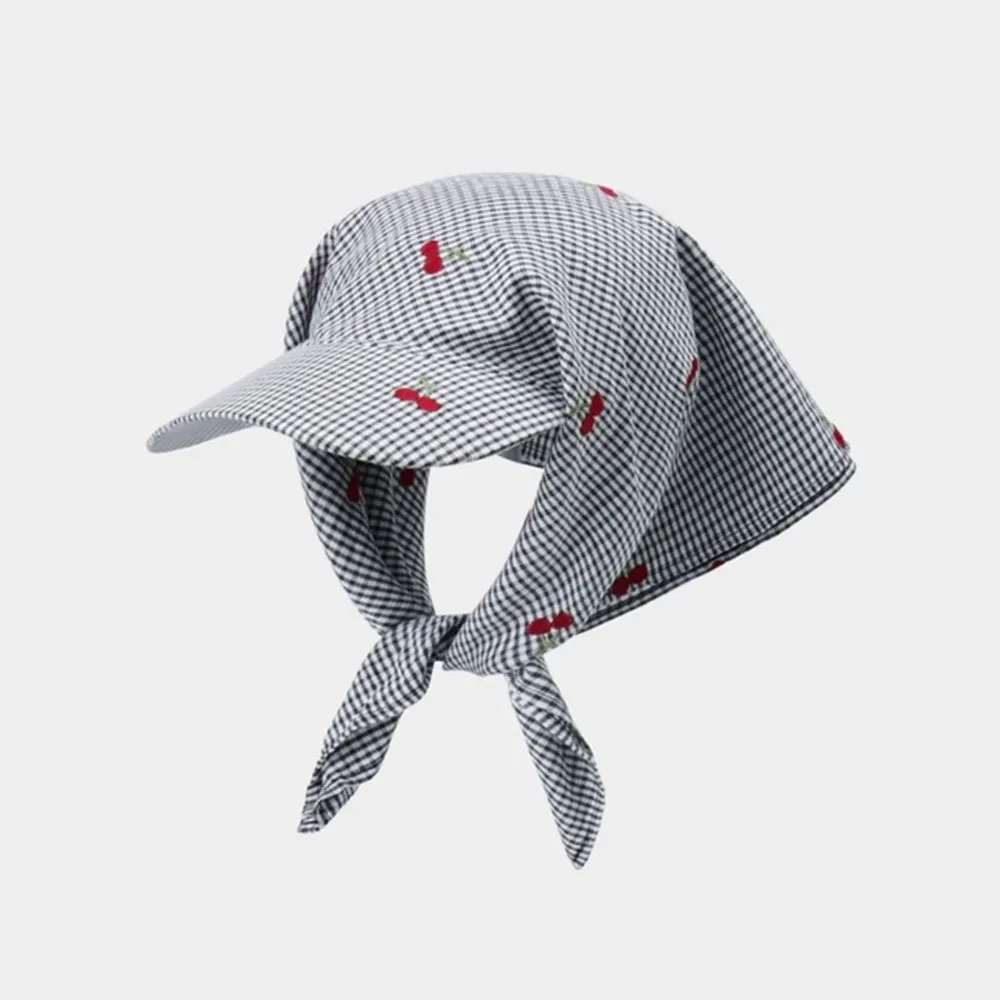 Fashion Plaid Headscarf Baseball Cap Sweet Korean Style Sunscreen Beach Hats Cherry Embroidered Sunscreen Peaked Cap Outdoor 
Fashion Plaid Headscarf Baseball Cap Sweet Korean Style Sunscreen Beach Hats Cherry Embroidered Sunscreen Peaked Cap Outdoor