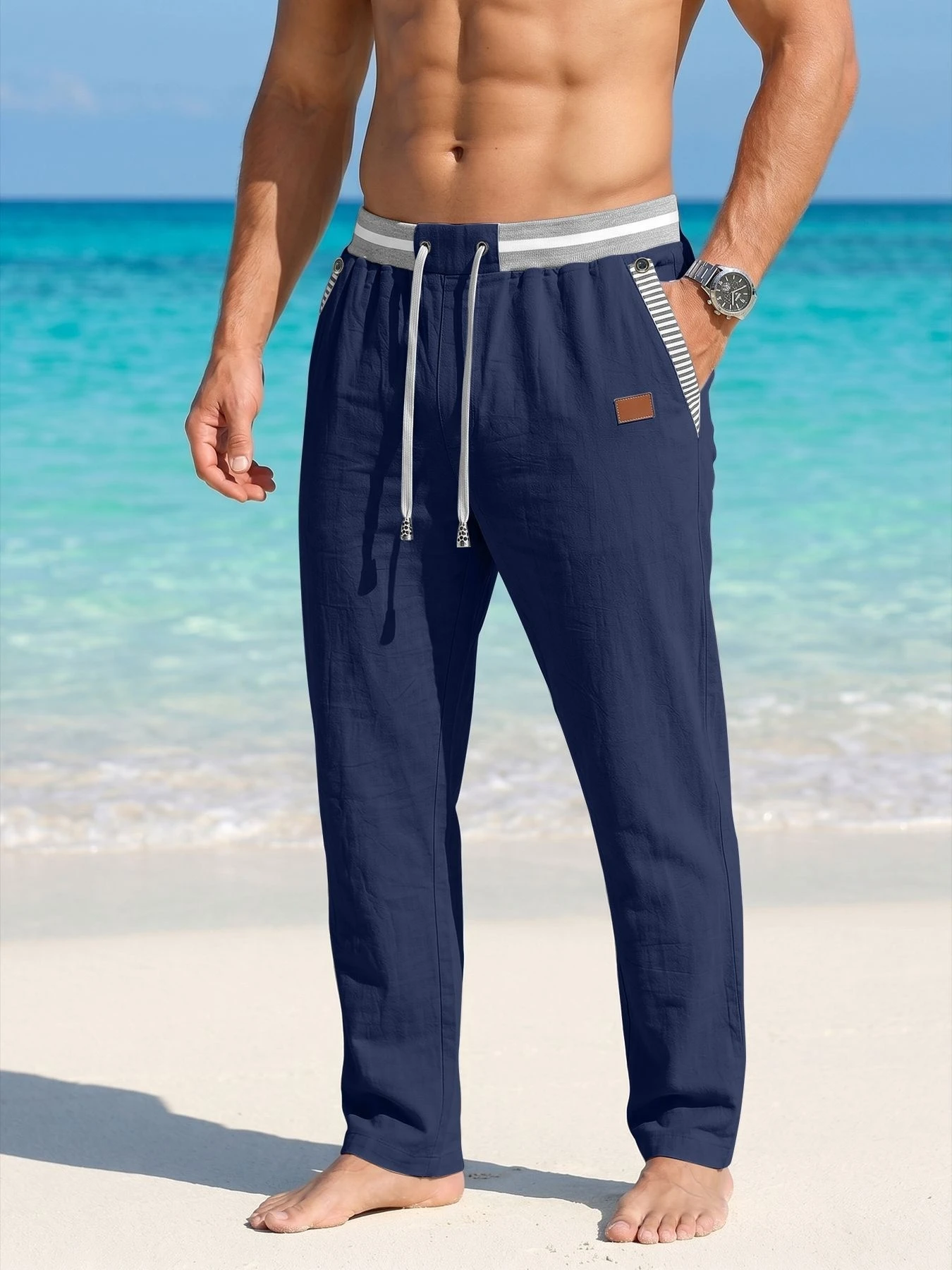 Men Linen Straight Casual Pants Elastic Drawstring Waist Striped Trim Breathable Quick Dry Plus Size Beach Long Trousers
Men Linen Straight Casual Pants Elastic Drawstring Waist Striped Trim Breathable Quick Dry Plus Size Beach Long Trousers