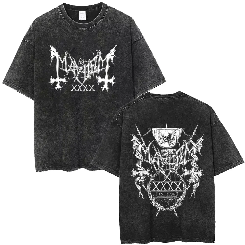 Washed Vintage Rock Band Mayhem T Shirt De Mysteriis Dom Sathanas Graphic T-shirt Men Death Black Metal Gothic Punk Streetwear
Washed Vintage Rock Band Mayhem T Shirt De Mysteriis Dom Sathanas Graphic T-shirt Men Death Black Metal Gothic Punk Streetwear
