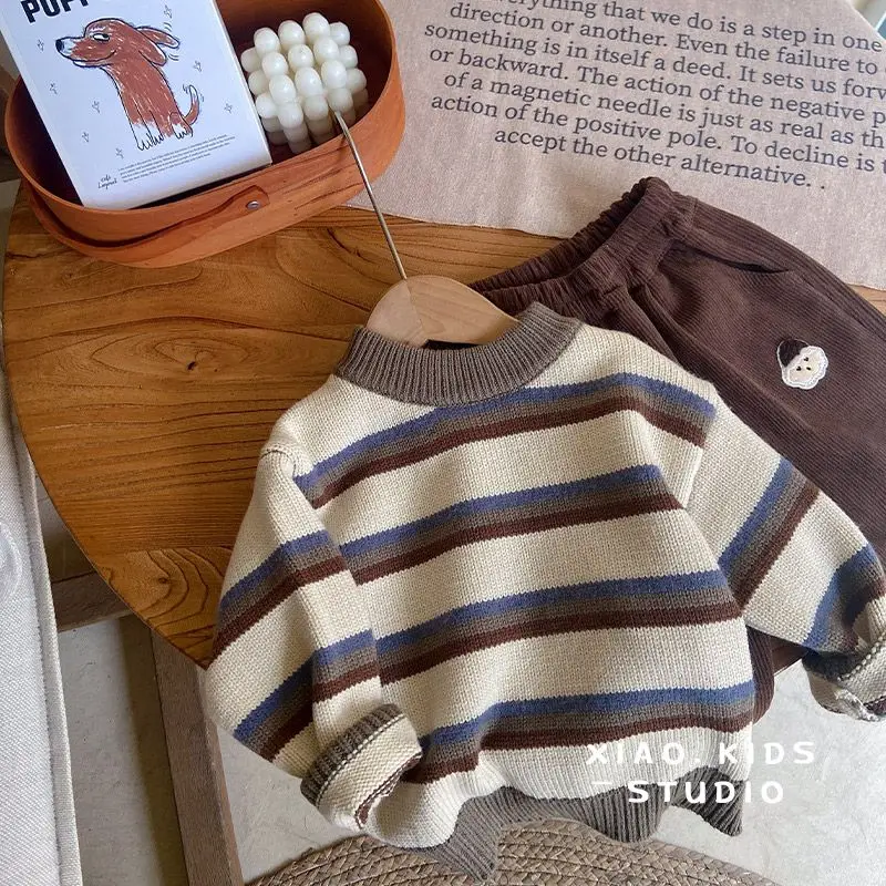 2025 Autumn Winter New Boys Casual Sweater Korean Fashion Long Sleeve O-Neck Striped Thicken Knitwear Kids Warm Clothes
2025 Autumn Winter New Boys Casual Sweater Korean Fashion Long Sleeve O-Neck Striped Thicken Knitwear Kids Warm Clothes