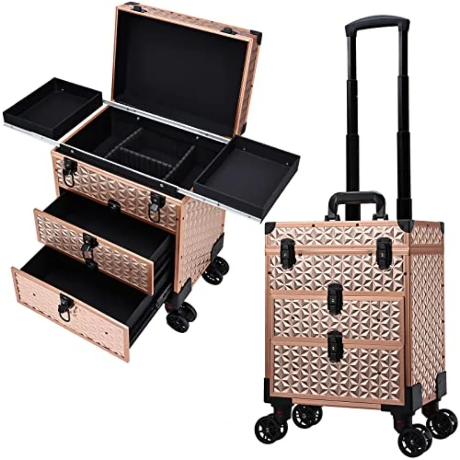 Professional Rolling Makeup Case Aluminum Trolley Train Case with Swivel Wheels for Makeup Artist Travel Cosmetic Organizer wit
Professional Rolling Makeup Case Aluminum Trolley Train Case with Swivel Wheels for Makeup Artist Travel Cosmetic Organizer wit