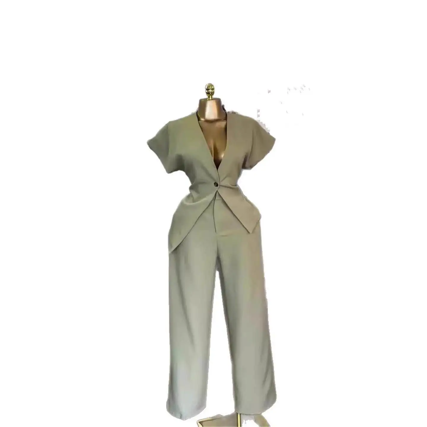 Summer 2025 Women's Pure Color Suit Short Sleeve Single Button Top with Straight Leg Pants Set Casual Style Universal Fit
Summer 2025 Women's Pure Color Suit Short Sleeve Single Button Top with Straight Leg Pants Set Casual Style Universal Fit