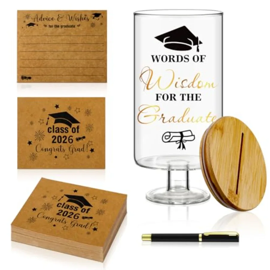52 Pcs Graduation Glass Jar Advice for The Graduate 2026 Memory Jar with Note Cards Graduation Guest Book Wish Card Box Party D
52 Pcs Graduation Glass Jar Advice for The Graduate 2026 Memory Jar with Note Cards Graduation Guest Book Wish Card Box Party D
