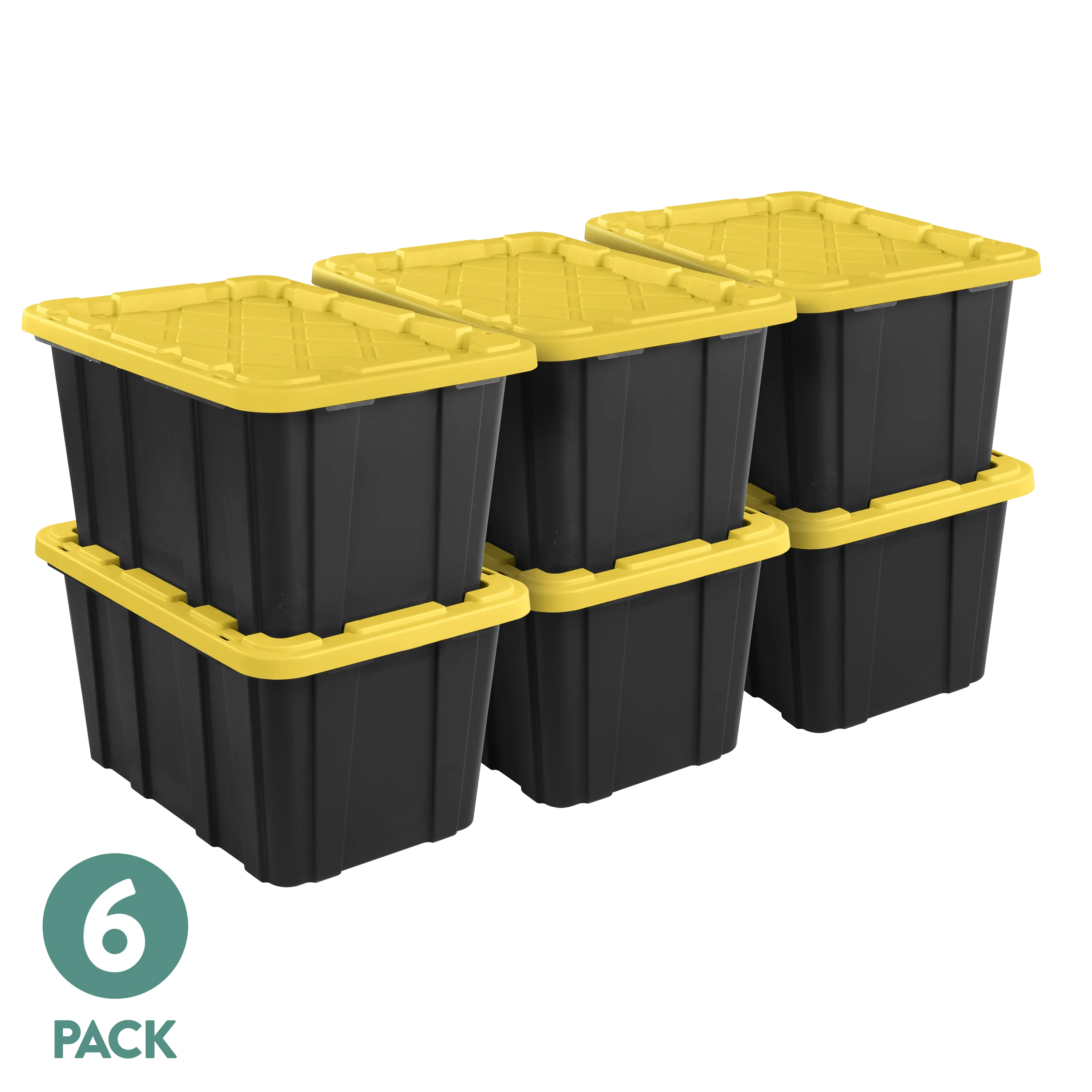 Large Storage Bin, 27 Gallon Durable Plastic Storage Tote with Snap-On Lid, Black and Yellow, 6 Pack
Large Storage Bin, 27 Gallon Durable Plastic Storage Tote with Snap-On Lid, Black and Yellow, 6 Pack
