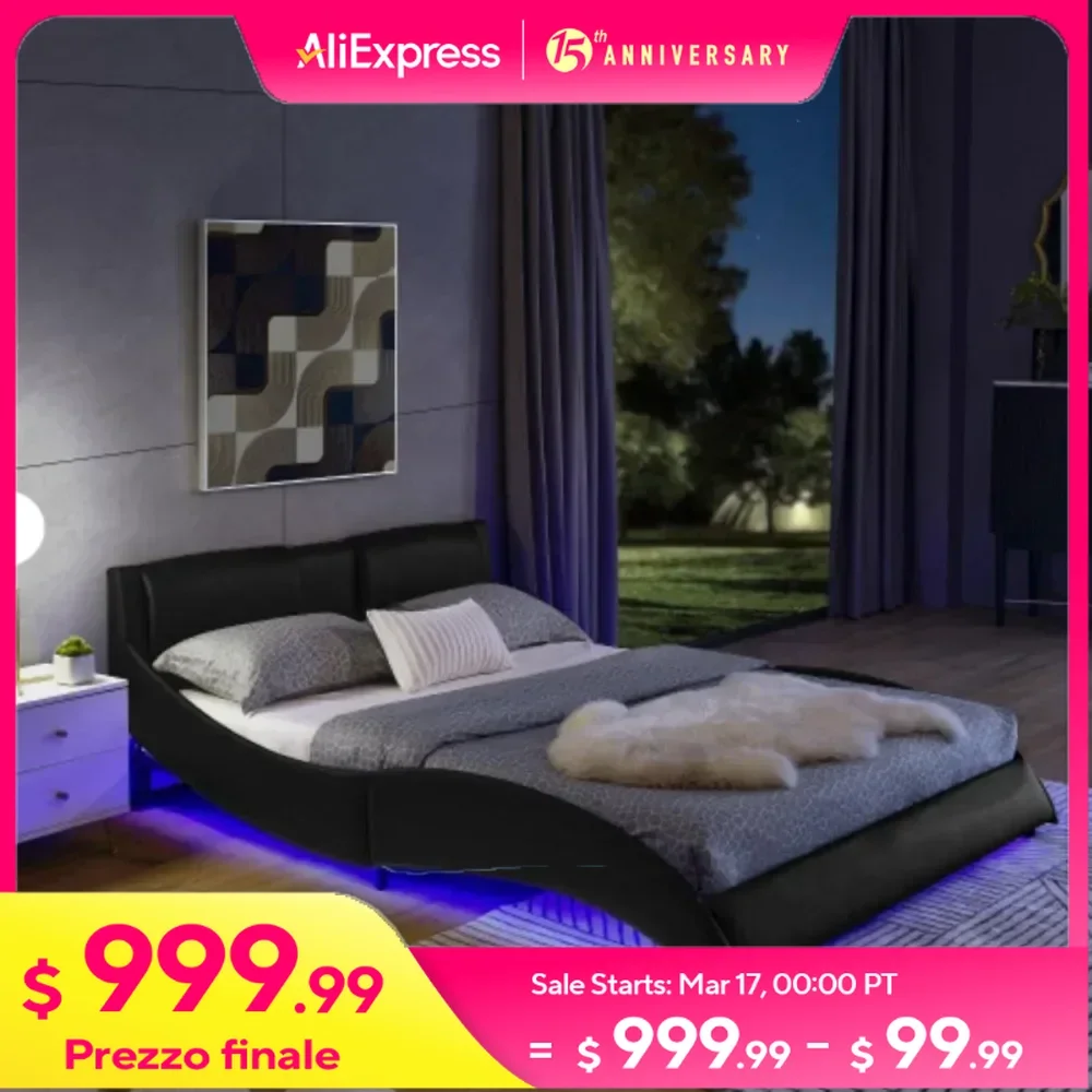 Queen Bed Frame with RGB LED Lights and Headboard Wave Like Curve Bed Frame,Wood Slats Support,Easy Assembly,Led Bed Frame
Queen Bed Frame with RGB LED Lights and Headboard Wave Like Curve Bed Frame,Wood Slats Support,Easy Assembly,Led Bed Frame