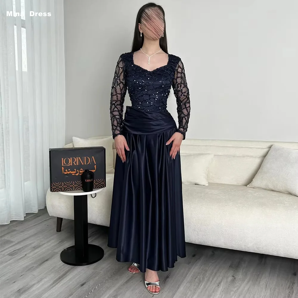 Mina Customized Navy Sequined Lace Pleated Long Sleeves Square Neck Prom Dresses 2026 Luxury Party Dress Evening Dresses Wedding
Mina Customized Navy Sequined Lace Pleated Long Sleeves Square Neck Prom Dresses 2026 Luxury Party Dress Evening Dresses Wedding