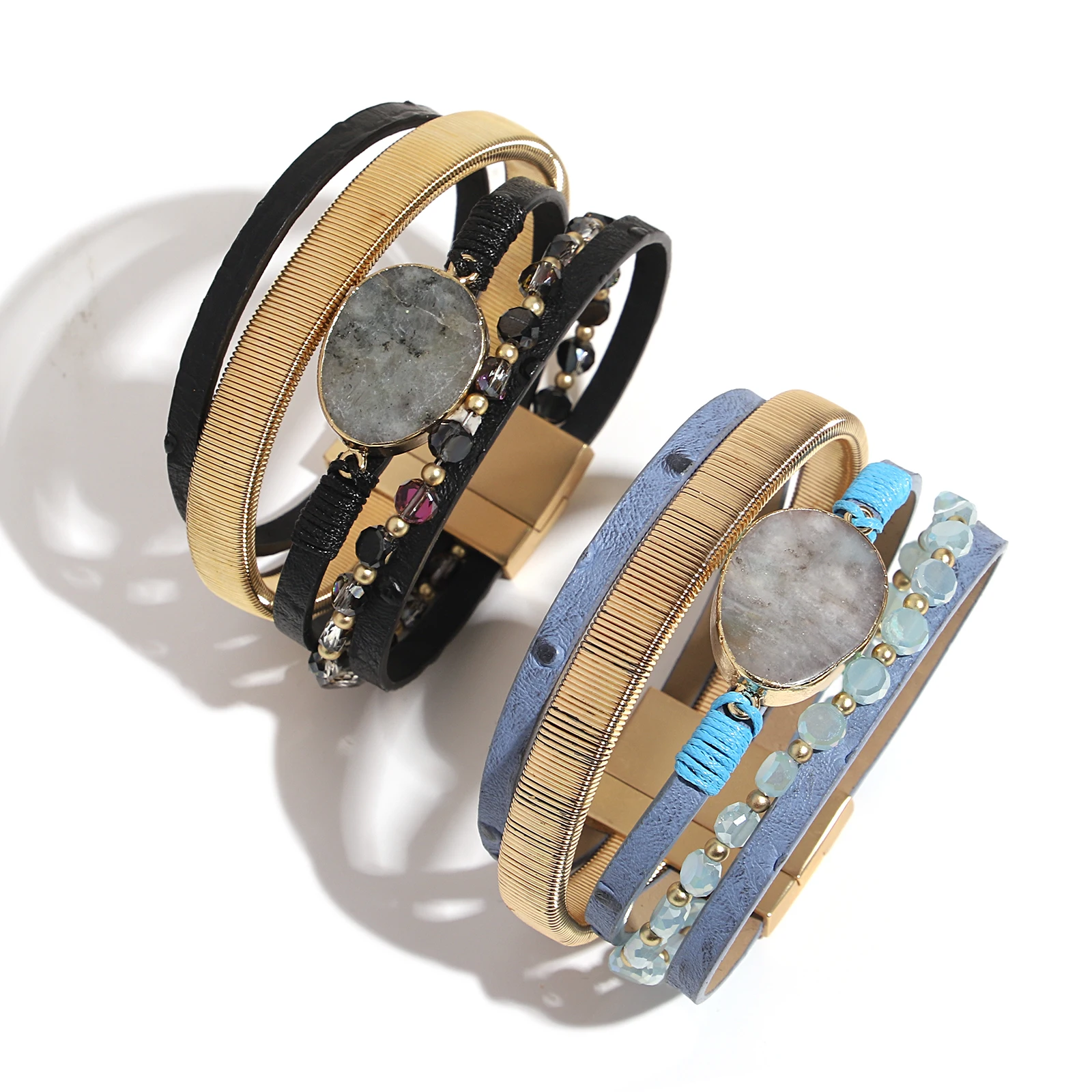 Amorcome Trendy Oval Natural Stones Bracelet for Women Bohemain Crystal Beads Leather Wrap Bangle Female Jewelry Gift New
Amorcome Trendy Oval Natural Stones Bracelet for Women Bohemain Crystal Beads Leather Wrap Bangle Female Jewelry Gift New