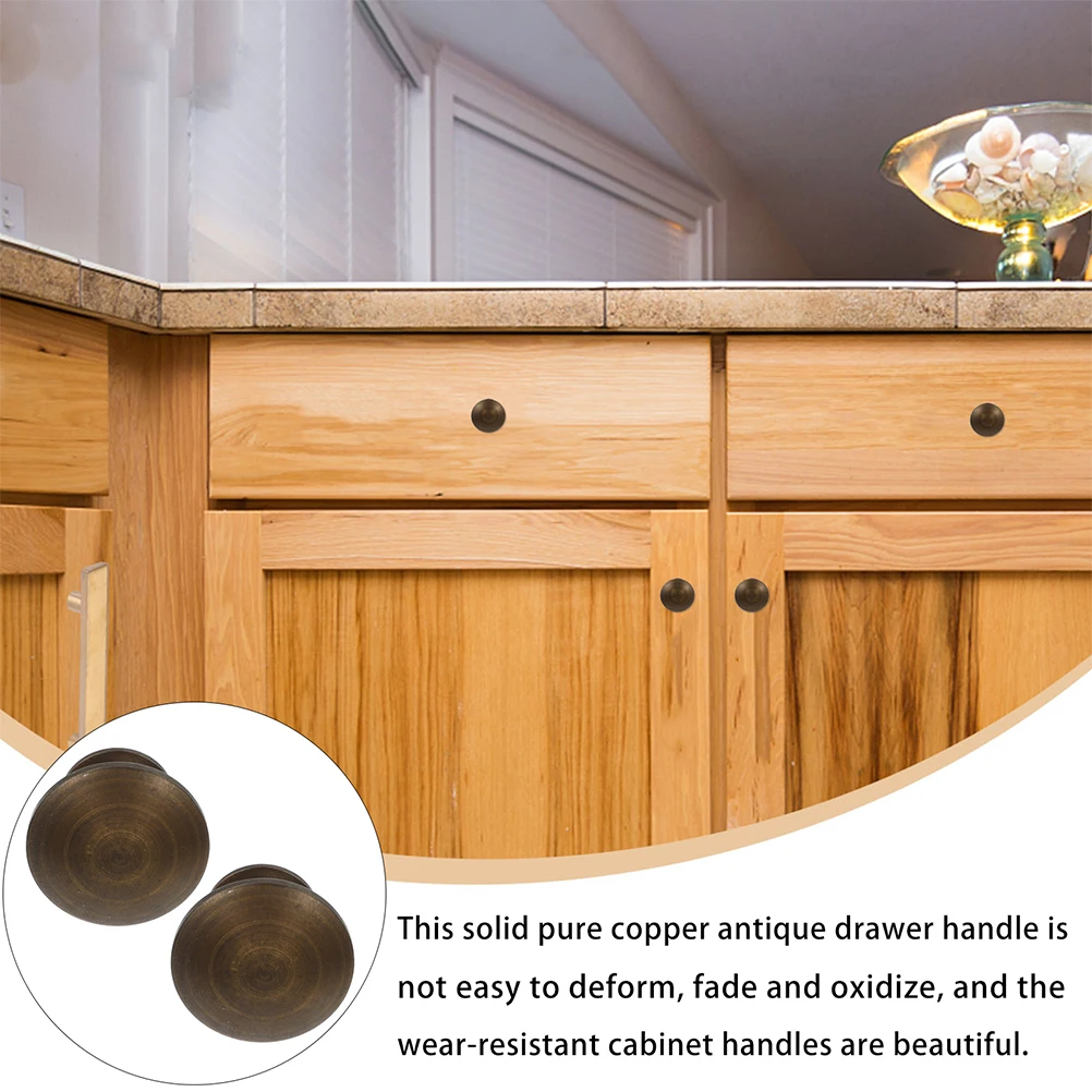 2Pcs Old Copper Drawer Pulls Exquisite Cabinet Knobs Classic Round Handle for Kitchen Cupboard Wardrobe Furniture Use 
2Pcs Old Copper Drawer Pulls Exquisite Cabinet Knobs Classic Round Handle for Kitchen Cupboard Wardrobe Furniture Use