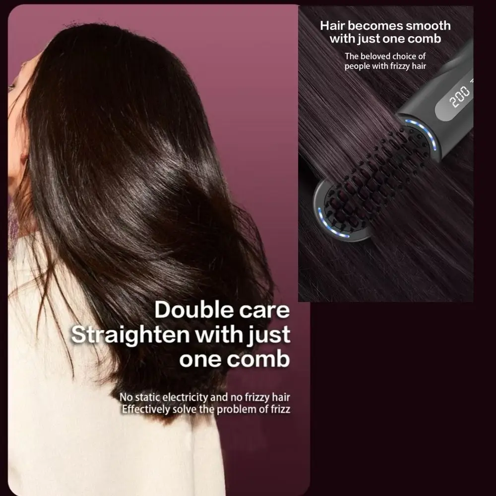 Portable Wireless Hair Straightener 4 Temp Settings Type-C Straight Hair Comb Shrink Design LCD Display Straightening Comb
Portable Wireless Hair Straightener 4 Temp Settings Type-C Straight Hair Comb Shrink Design LCD Display Straightening Comb