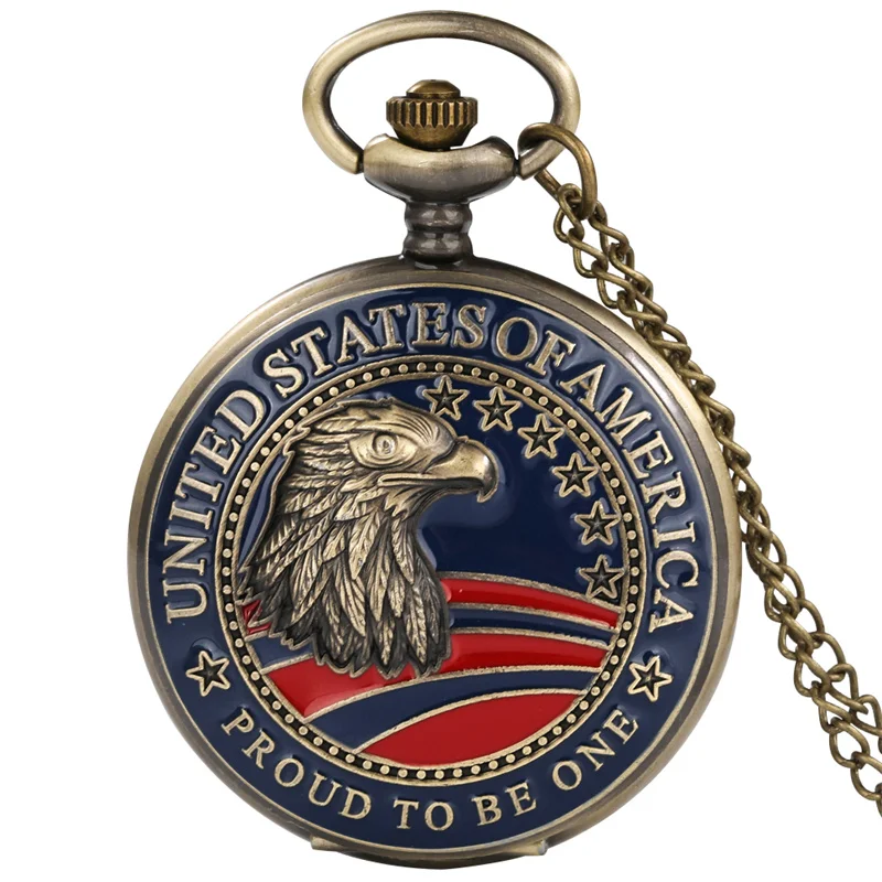 Vintage Eagle Head Design Pendant Quartz Pocket Watch with Chain for Men Women Proud To Be One Words Collectible Timepiece
Vintage Eagle Head Design Pendant Quartz Pocket Watch with Chain for Men Women Proud To Be One Words Collectible Timepiece