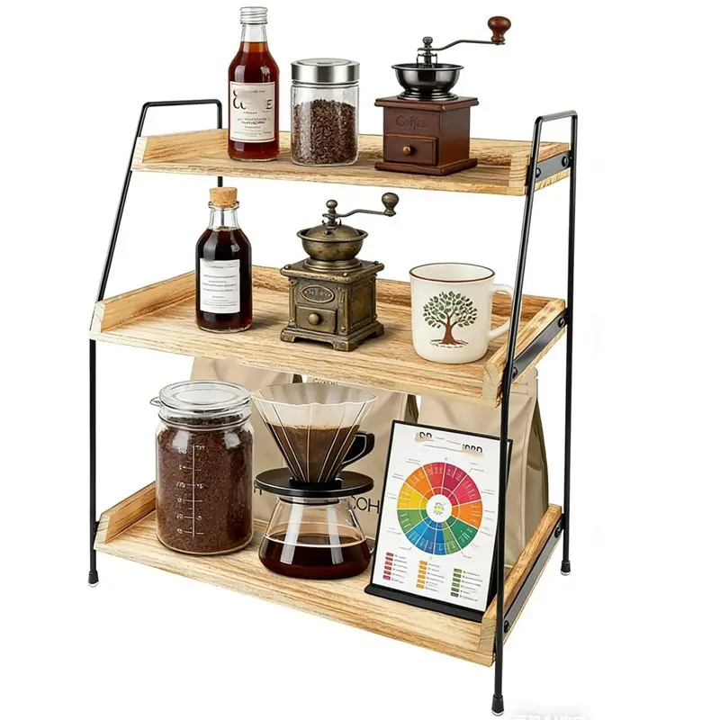AT02-3-Tier Coffee Station Organizer For Countertop, Coffee Bar Accessories, Wooden Counter Shelf
AT02-3-Tier Coffee Station Organizer For Countertop, Coffee Bar Accessories, Wooden Counter Shelf
