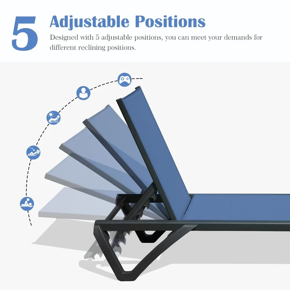 Outdoor Lounge Chair, Aluminum Plastic Patio Chaise Lounge with Side Table & 5 Position Adjustable Backrest, Customized
Outdoor Lounge Chair, Aluminum Plastic Patio Chaise Lounge with Side Table & 5 Position Adjustable Backrest, Customized