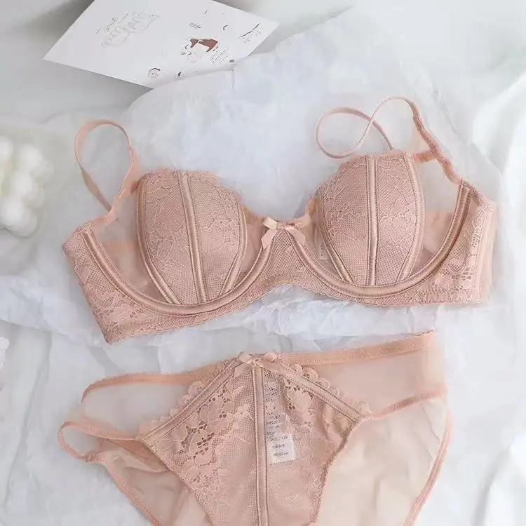 Pure Desire Sexy Hollow out Lace Bra Set Soft Steel Ring Ultra Thin Breathable Big Chest Looks Small Underwear Gathered /4 Cup
Pure Desire Sexy Hollow out Lace Bra Set Soft Steel Ring Ultra Thin Breathable Big Chest Looks Small Underwear Gathered /4 Cup