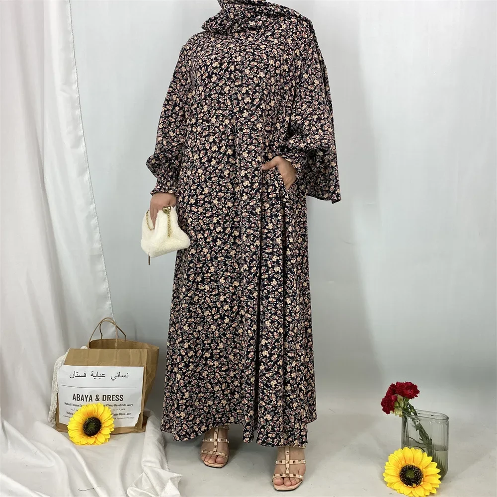 Muslim Women Hooded Abayas Prayer Garment Kaftan Dress With Hijab Floral Prints Ramadan Marocain Femme Dubai Saudi Islam Clothes
Muslim Women Hooded Abayas Prayer Garment Kaftan Dress With Hijab Floral Prints Ramadan Marocain Femme Dubai Saudi Islam Clothes
