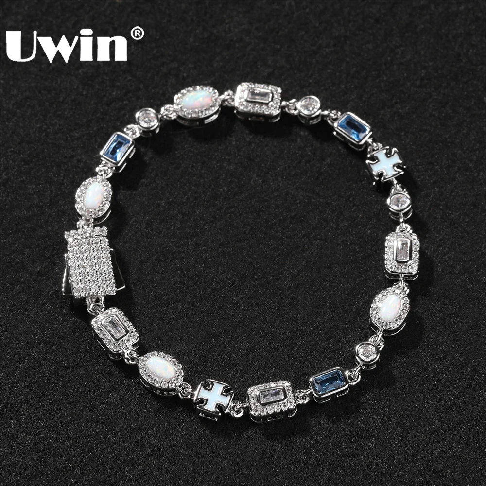 UWIN Slim White Blue Gemstones Bracelets for Men Women Iced Out Cubic Zirconia Chain Thinner Bracelets Fashion Jewelry for Gift
UWIN Slim White Blue Gemstones Bracelets for Men Women Iced Out Cubic Zirconia Chain Thinner Bracelets Fashion Jewelry for Gift