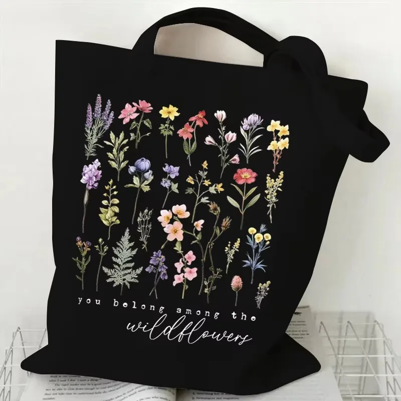Wildflower Lover Canvas Shopping Bag Boho Vintage Flower Pattern Shoulder Women Positive Quotes Print Versatile Storage Bags
Wildflower Lover Canvas Shopping Bag Boho Vintage Flower Pattern Shoulder Women Positive Quotes Print Versatile Storage Bags