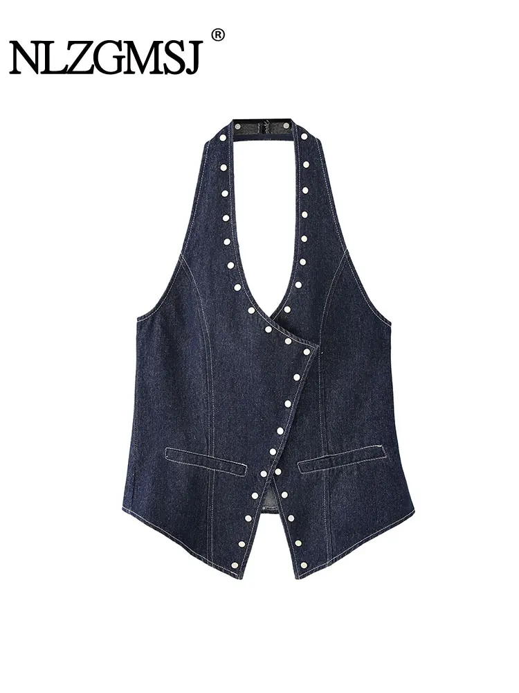 2025 Summer Rivet Decoration Streetwear Halter Ruffles Tops Women Fashion Sexy Backless V Neck Slim Vest Y2K Top
2025 Summer Rivet Decoration Streetwear Halter Ruffles Tops Women Fashion Sexy Backless V Neck Slim Vest Y2K Top