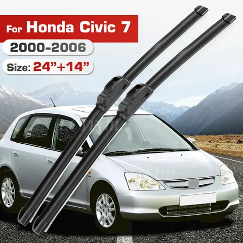 Wiper For Honda Civic 7 2000-2006 2001 2002 2003 2004 2005 Front Blades Windshield Windscreen Window Brush 24"+14"