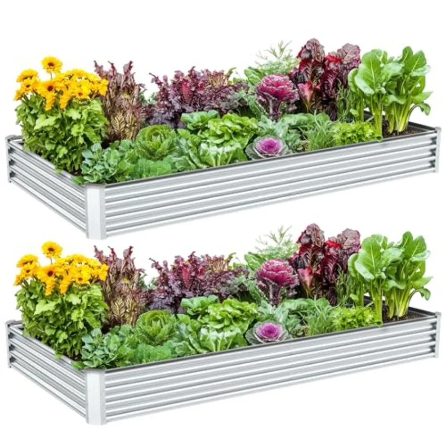 Outdoor vegetable gardening: galvanized steel raised garden bed, silver, rust-resistant and durable for long-term use
Outdoor vegetable gardening: galvanized steel raised garden bed, silver, rust-resistant and durable for long-term use