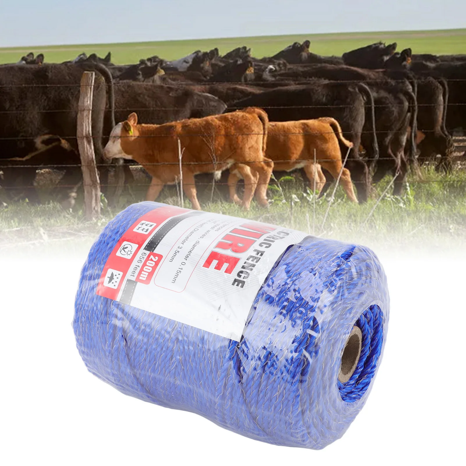 ZK20 Electric Fence Polywire 6 Strand Stainless Steel 200M Poly Wire for Farm Protection MLD-040F
ZK20 Electric Fence Polywire 6 Strand Stainless Steel 200M Poly Wire for Farm Protection MLD-040F