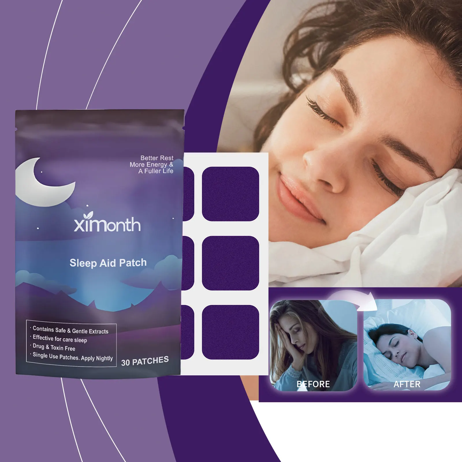 Ximonth Sleep Care Patch Gentle Care Night Relief Tension Peaceful Sleep Care Fragrance Essential Oil Patch
Ximonth Sleep Care Patch Gentle Care Night Relief Tension Peaceful Sleep Care Fragrance Essential Oil Patch