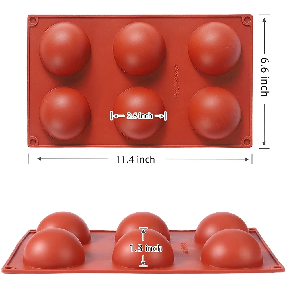 3 Pack Large 6 Holes Semi Sphere Silicone Mold, BPA Free Half Round Shape Baking Mold for Hot Chocolate Bomb, Cake,Jelly
3 Pack Large 6 Holes Semi Sphere Silicone Mold, BPA Free Half Round Shape Baking Mold for Hot Chocolate Bomb, Cake,Jelly