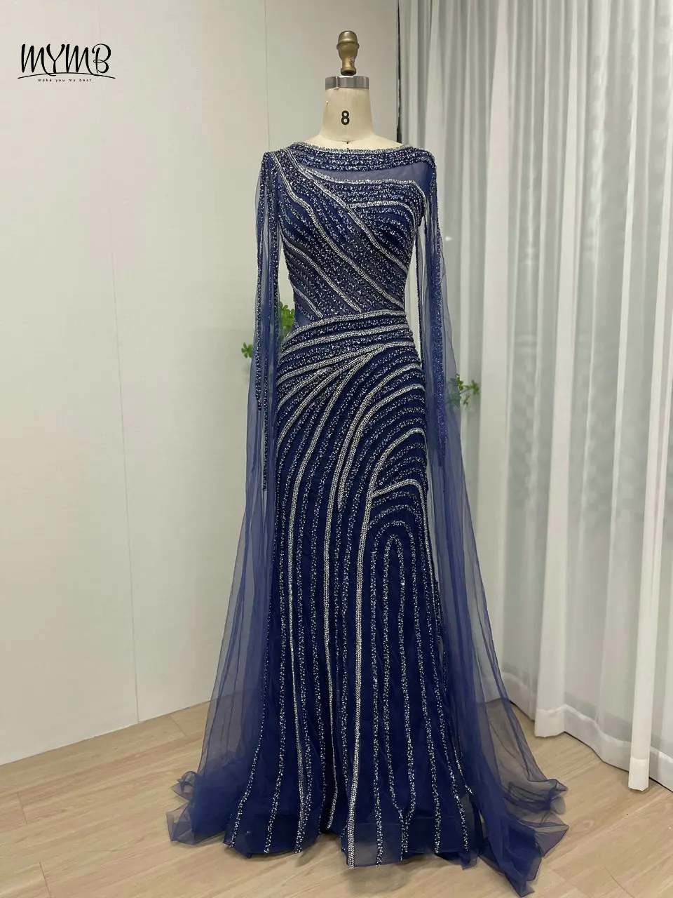 MYMB Arabic Blue Scoop Neck Gorgerous Beaded Wedding Guest Gown Dubai Elegant Cape Sleeves Mermaid Evening Dress for Women Party
MYMB Arabic Blue Scoop Neck Gorgerous Beaded Wedding Guest Gown Dubai Elegant Cape Sleeves Mermaid Evening Dress for Women Party