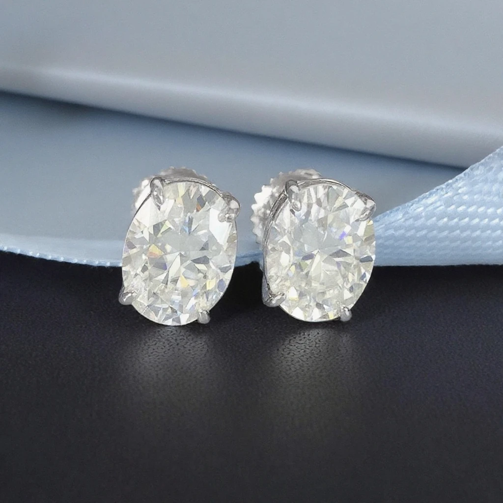 FOXI 925 Sterling Silver Earring 1.5Ct 4 Claws Single Diamond Oval Cut Moissanite Diamond Earrings Screw Back Post Stud Earrings
FOXI 925 Sterling Silver Earring 1.5Ct 4 Claws Single Diamond Oval Cut Moissanite Diamond Earrings Screw Back Post Stud Earrings