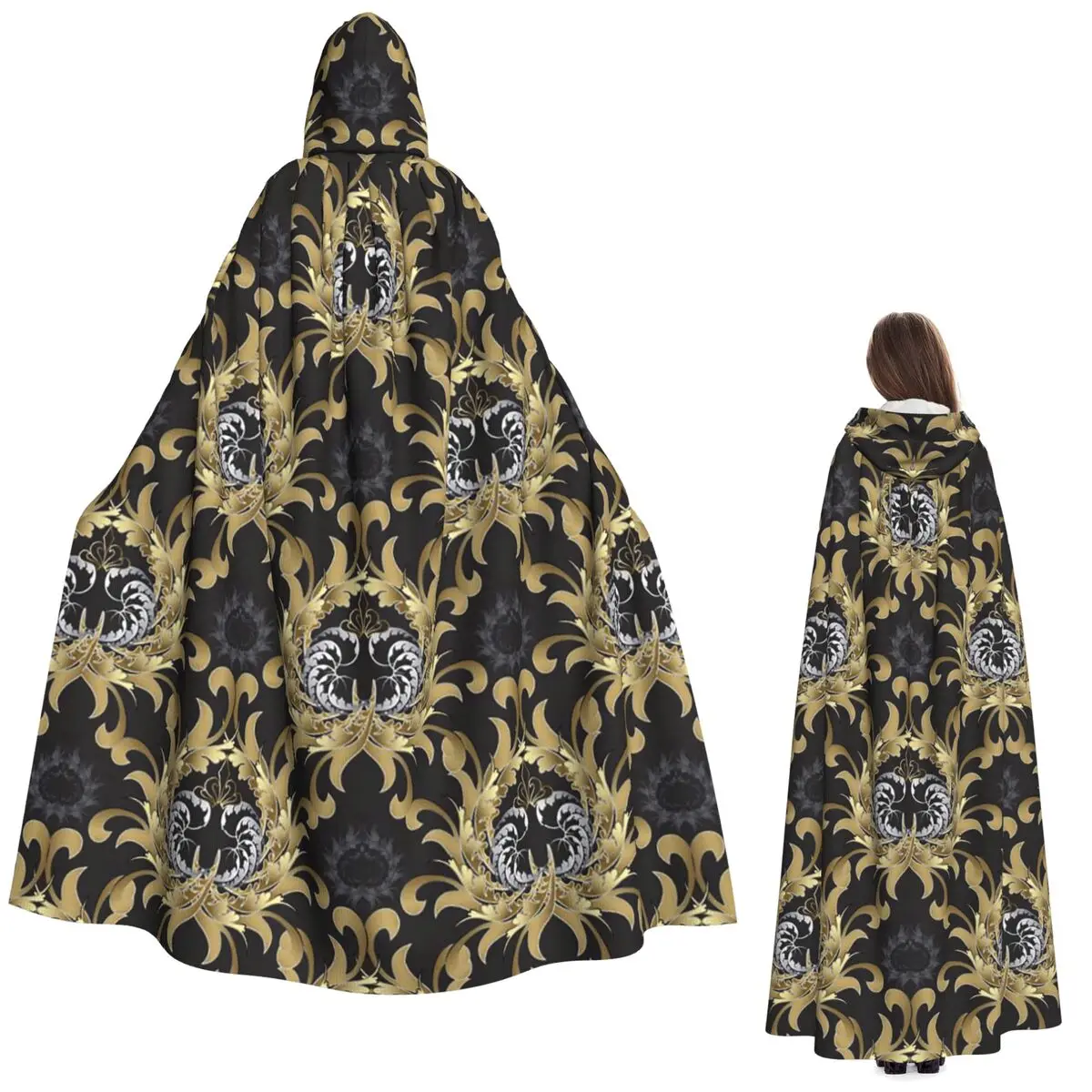 Elegant Black And Golden Baroque Long Hooded Cloak Witch Medieval Costume Cosplay Cape HalloweenVampire Adult Unisex
Elegant Black And Golden Baroque Long Hooded Cloak Witch Medieval Costume Cosplay Cape HalloweenVampire Adult Unisex