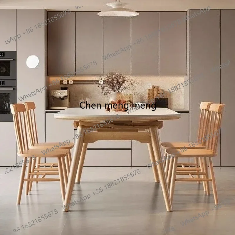 Kitchen Dining Room Furniture Solid Wood Round Nordic Rock Telescopic Dining Table Pliante Tables with 4 Chairs
Kitchen Dining Room Furniture Solid Wood Round Nordic Rock Telescopic Dining Table Pliante Tables with 4 Chairs
