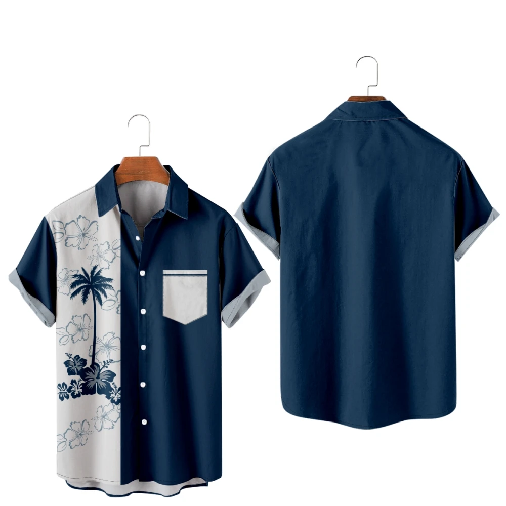 Hawaiian Shirts for Men Blue and White Patchwork Print Coconut tree Short Sleeve Shirts Summer Beach Vacation Tops Breathable
Hawaiian Shirts for Men Blue and White Patchwork Print Coconut tree Short Sleeve Shirts Summer Beach Vacation Tops Breathable